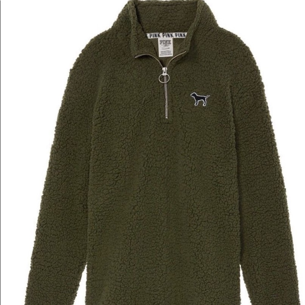 PINK Sherpa Boyfriend Quarter-Zip